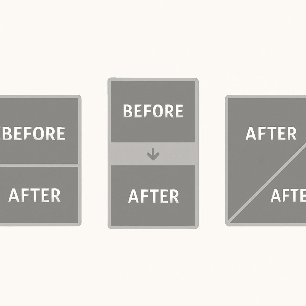 Before and after thumbnail format — design layout diagram