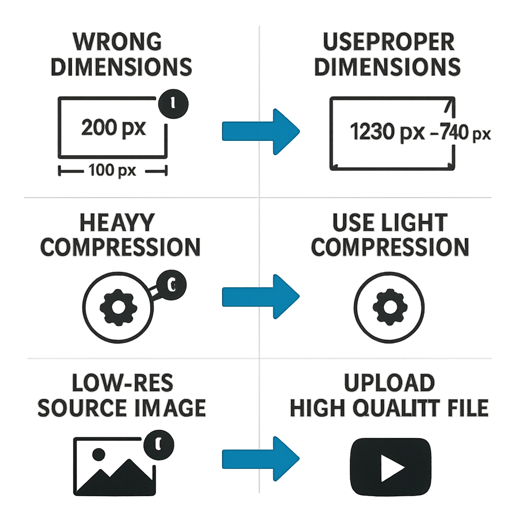 YouTube thumbnail blurry fix — causes and solutions diagram