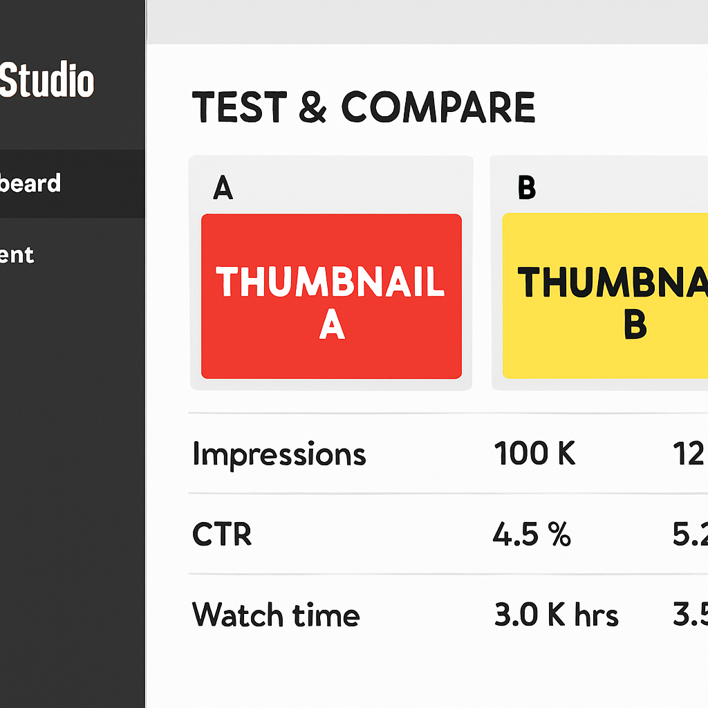 YouTube thumbnail A/B testing — Test & Compare setup diagram